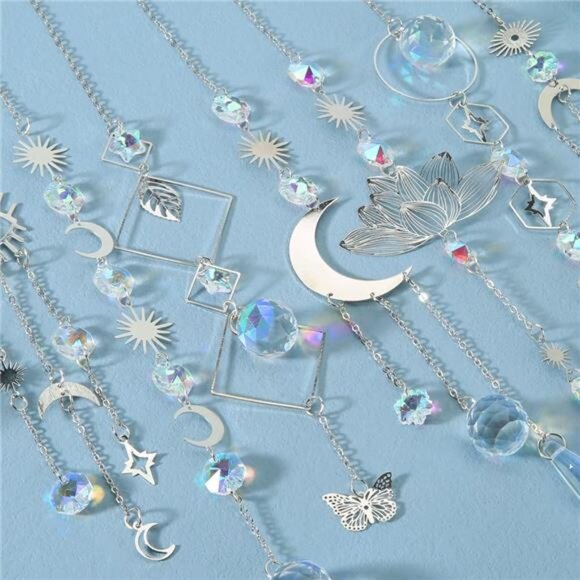 Sun Catchers, 10 Pcs Crystal Suncatcher Prism Hanging Kit with Chain Rainbow - Picture 6 of 7